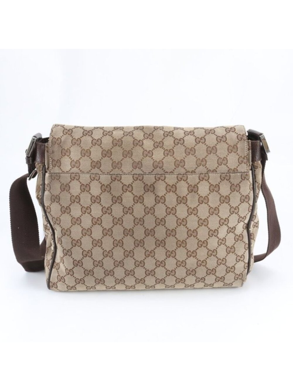 ★SOLD★ Gucci GG Canvas Leather Shoulder Bag Crossbody Messenger Brown - Picture 3 of 9